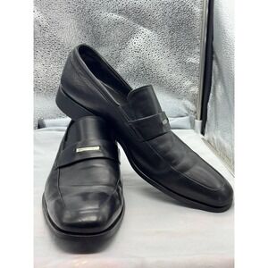 Bruno Magli Black Leather Slip-On Loafers